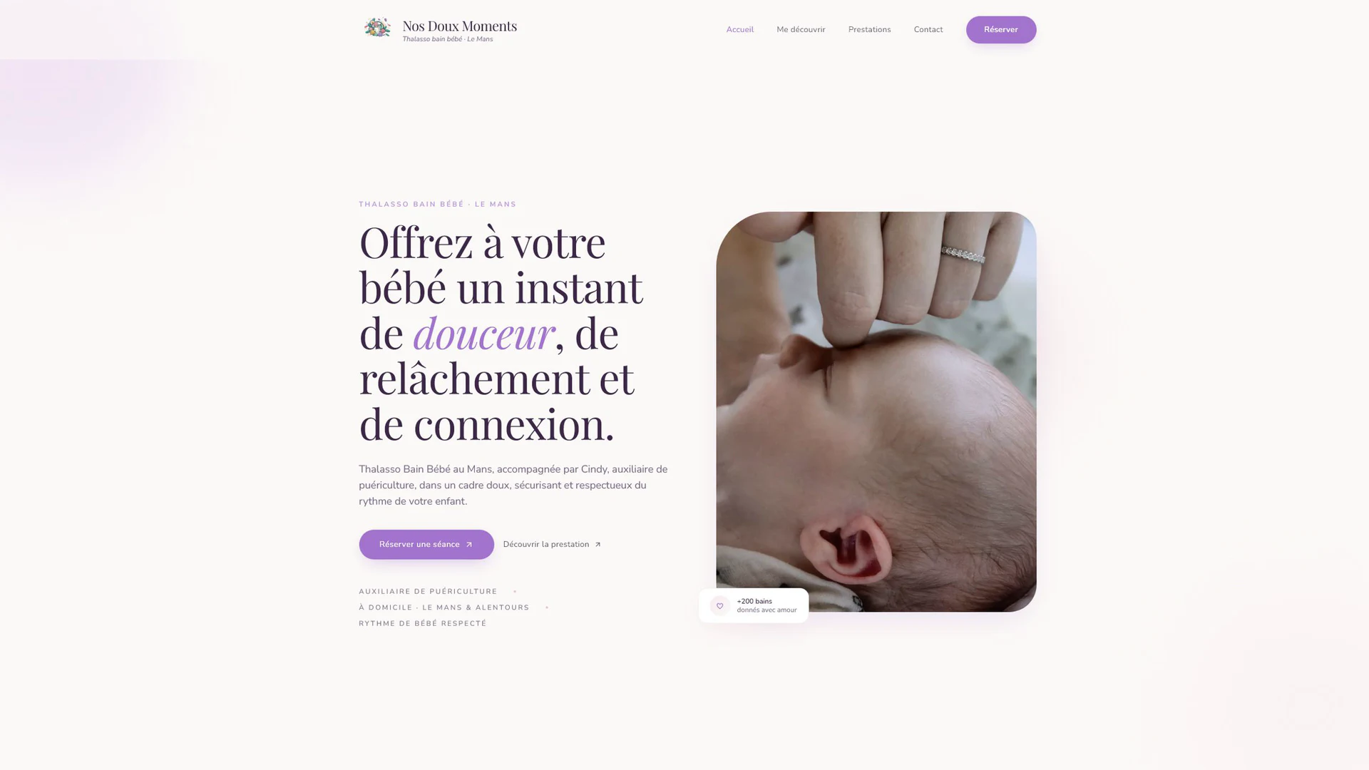 Site vitrine Nos Doux Moments réalisé par Mavox Web
